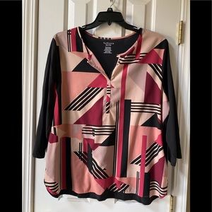 VanHeusen tunic black,burgundy,and creams size XXL